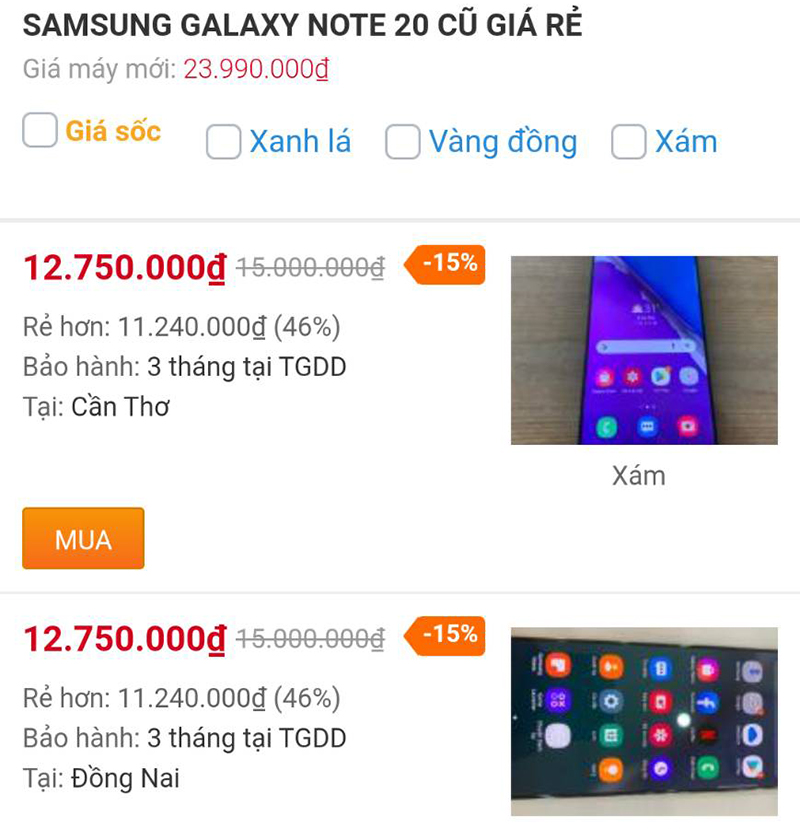 Galaxy Note 20 cũ 