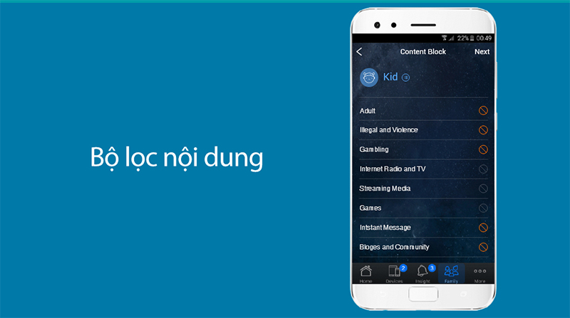 AiProtection Pro ngăn chặn truy cập vào các trang web, ứng dụng không phù hợp