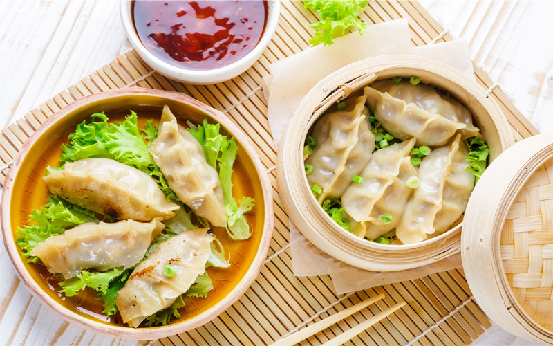 bánh mandu hấp xửng