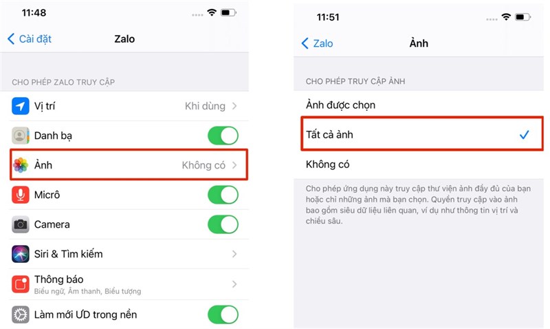 Lỗi zalo trên iPhone