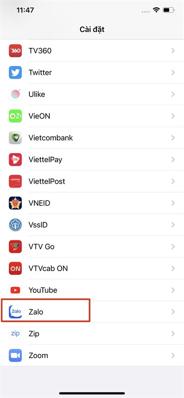 Lỗi zalo trên iPhone