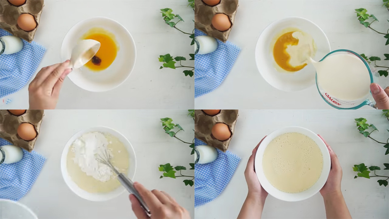 Mixing the flour and eggs