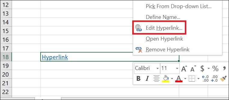 Hyperlink trong Excel bị lỗi - Nguyên nhân và cách khắc phục > Nhấn chuột phải vào Hyperlink bị lỗi > Chọn Edit Hyperlink.