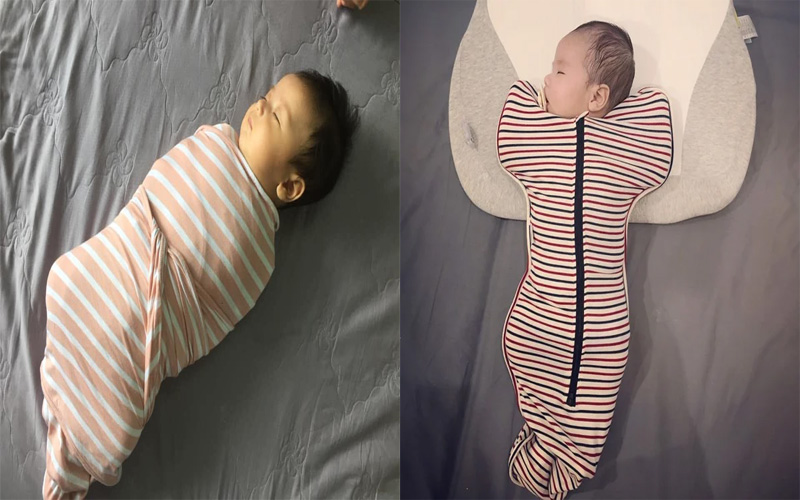 bé quấn chũn (trái) và bé mang nhộng chũn (phải)