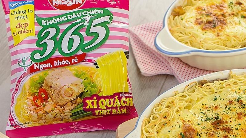 Mì không chiên Nissin 365 xí quách thịt bằm