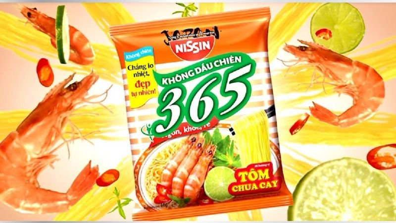 Mì không chiên Nissin 365 tôm chua cay