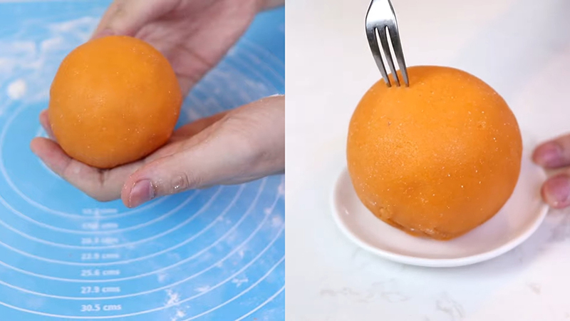 Dùng nĩa tạo hình cho quả cam