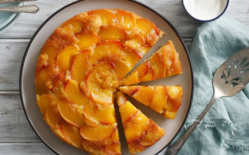 How to make delicious soft and spongy peach cake
