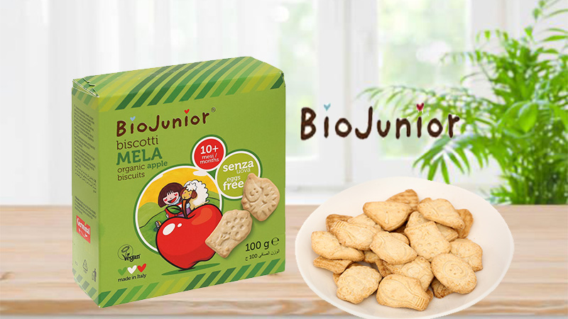 Bánh ăn dặm hữu cơ Biojunior vị táo hộp 100g (từ 10 tháng)