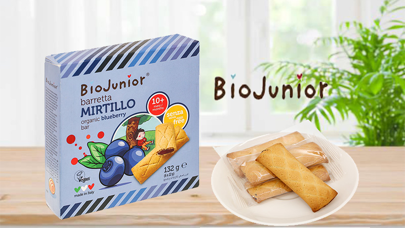 Bánh ăn dặm hữu cơ Biojunior việt quất hộp 132g (từ 10 tháng)