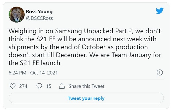 Galaxy S21 FE sẽ không ra mắt trong sự kiện ‘Galaxy Unpacked 2021 part 2’ mà phải tới đầu năm sau