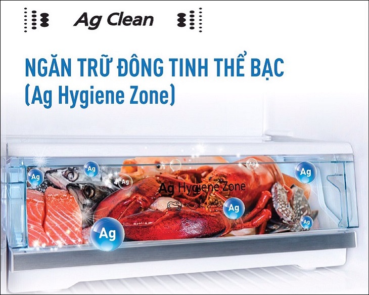 Thực phẩm giữ được độ tươi ngon với ngăn trữ đông tinh thể bạc Ag Hygiene Zone