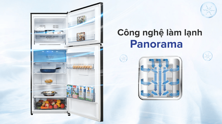 Hơi lạnh lan tỏa đều đến mọi vị trí trong tủ lạnh với công nghệ vòng cung Panorama