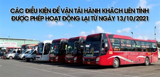 Các điều kiện để vận tải hành khách liên tỉnh được phép hoạt động lại từ ngày 13/10/2021