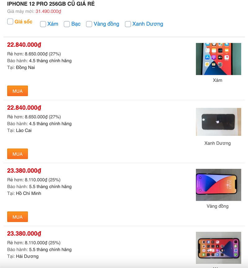iPhone 12 Pro cũ giá bao nhiêu?
