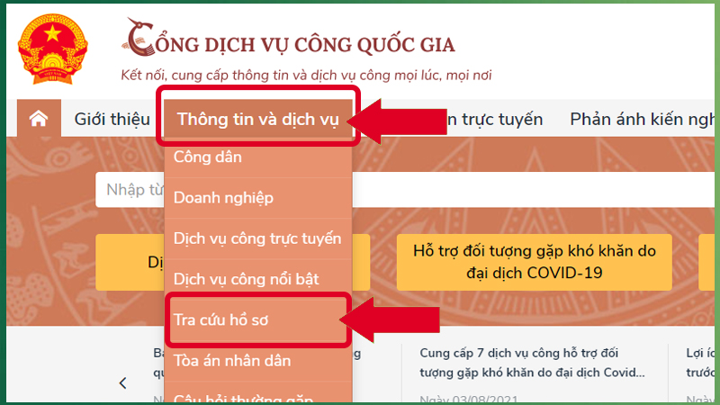 Tiến hành tra cứu hồ sơ