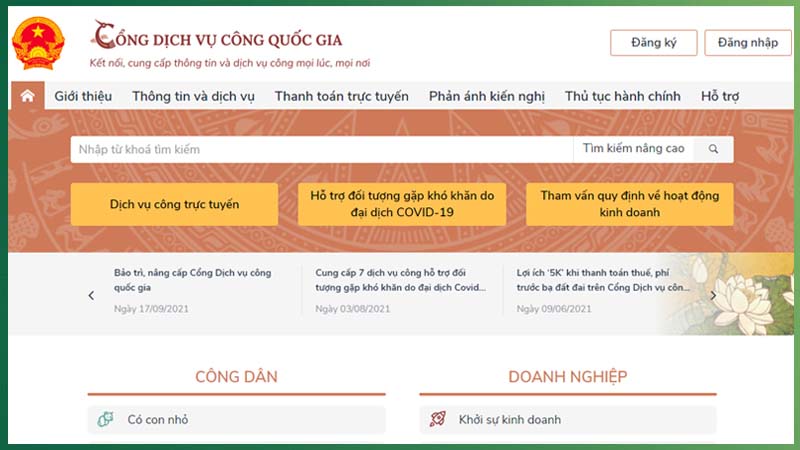 Truy cập vào website