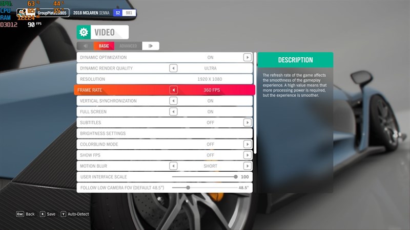 Thiết lập đồ họa trong Forza 4 mà mình chỉnh để test hiệu năng MSI GE66 Raider. Thiết lập đồ họa trong Forza 4 mà mình chỉnh để test hiệu năng MSI GE66 Raider.