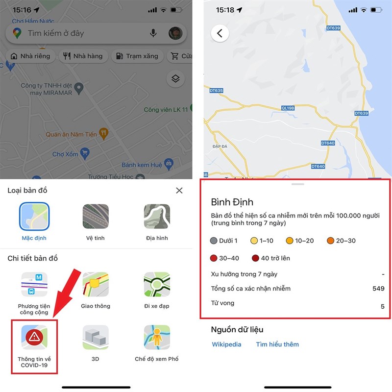 Cách xem tình hình Covid-19 từng tỉnh thành bằng Google Maps
