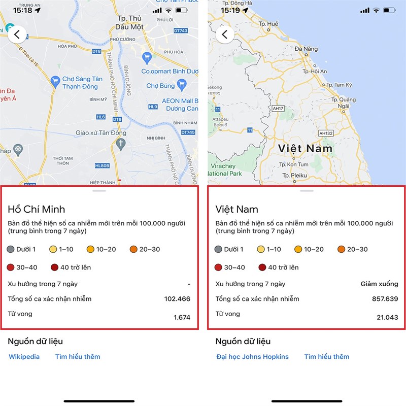Cách xem tình hình Covid-19 từng tỉnh thành bằng Google Maps