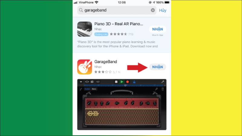 Bạn tải ứng dụng GarageBand trên iStore