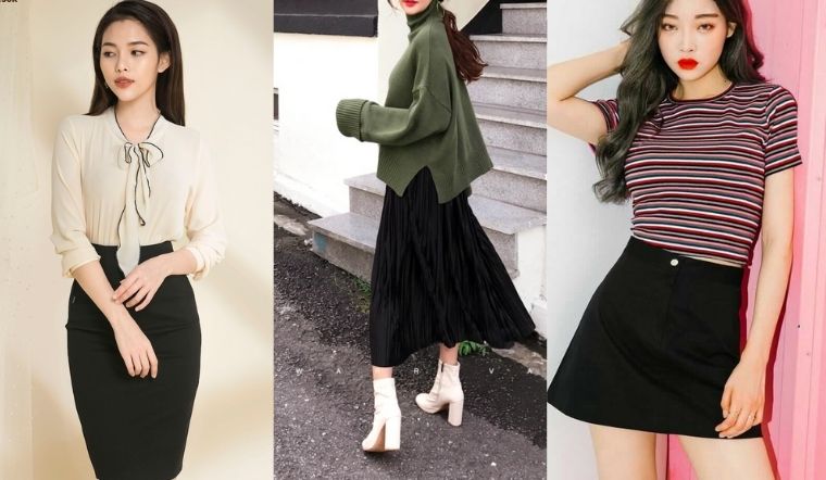 Cách phối đồ với chân váy đen trendy cực sành điệu