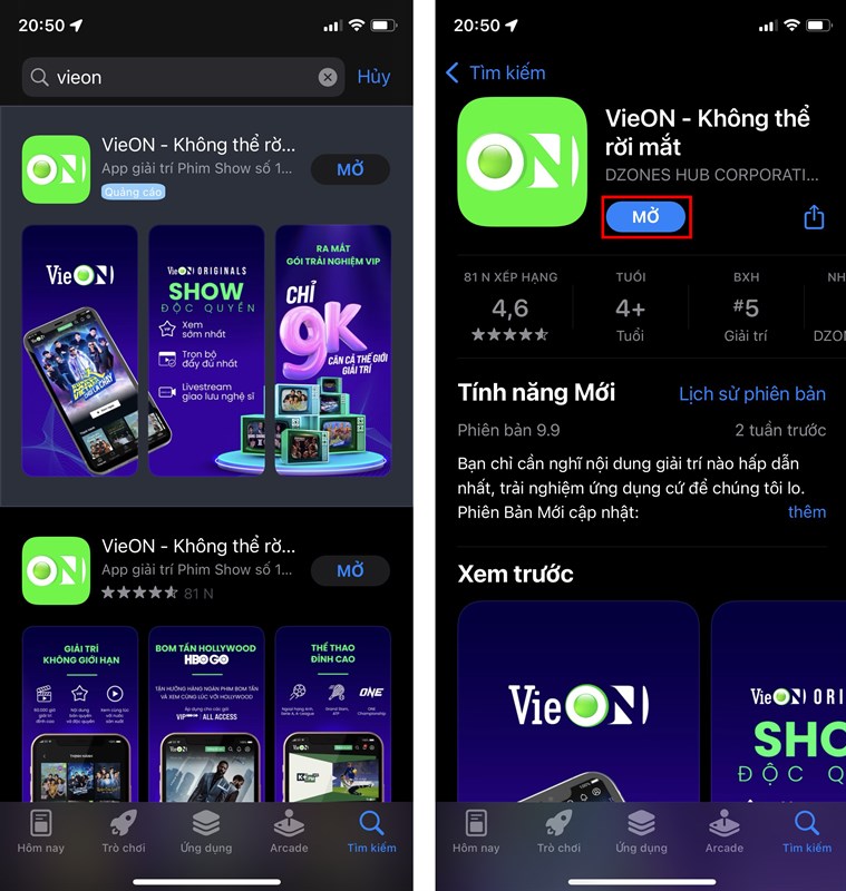 Cách tải và đăng ký tài khoản VieON