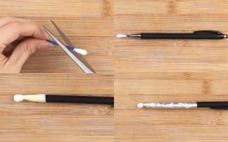 Cách làm bút cảm ứng handmade đơn giản bằng giấy bạc và tăm bông