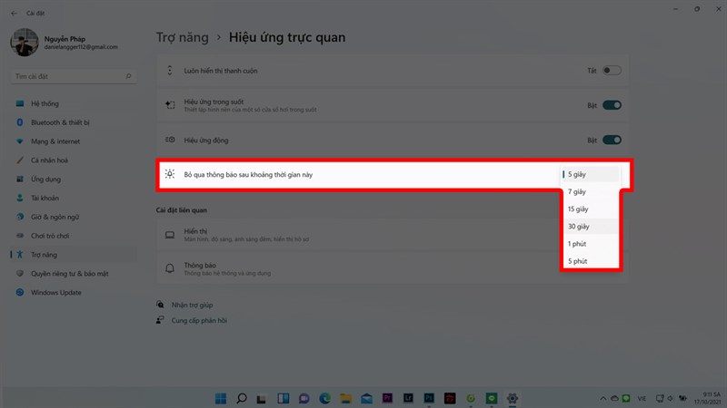 Chỉnh thông báo Windows 11