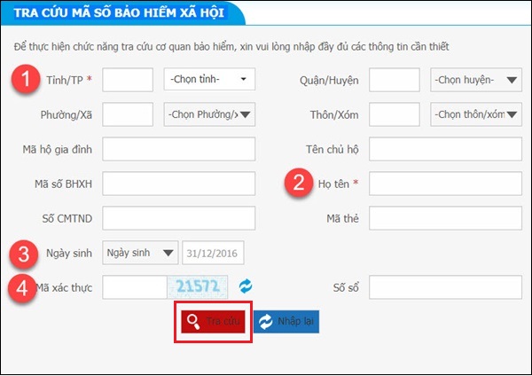 Thực hiện tra cứu thông tin người tham gia theo các thông tin