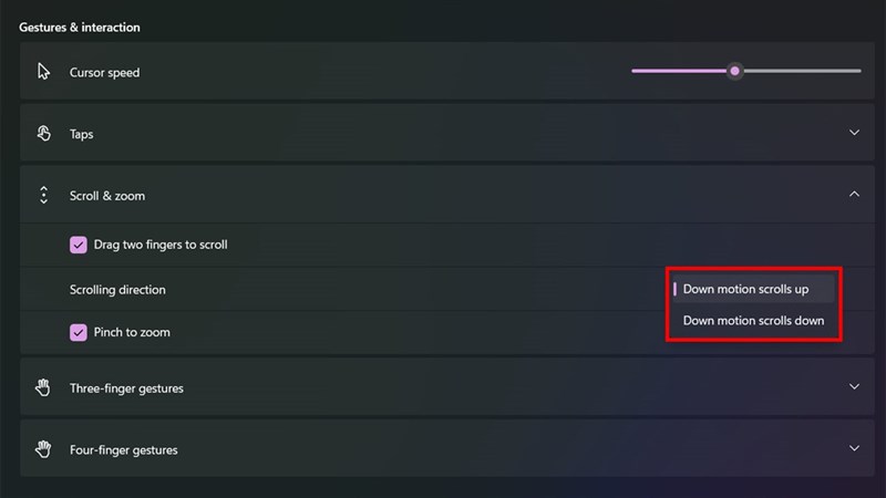 cách đảo ngược hướng cuộn chuột trên Windows 11