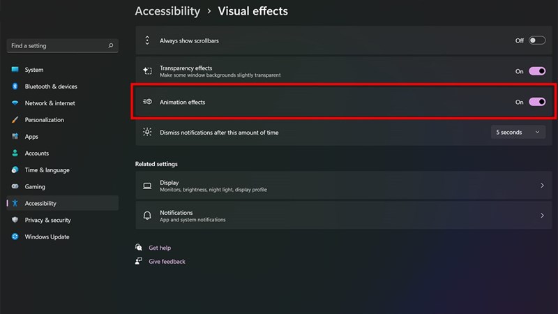 cách tắt hiệu ứng chuyển cảnh trên Windows 11 cách tắt hiệu ứng chuyển cảnh trên Windows 11