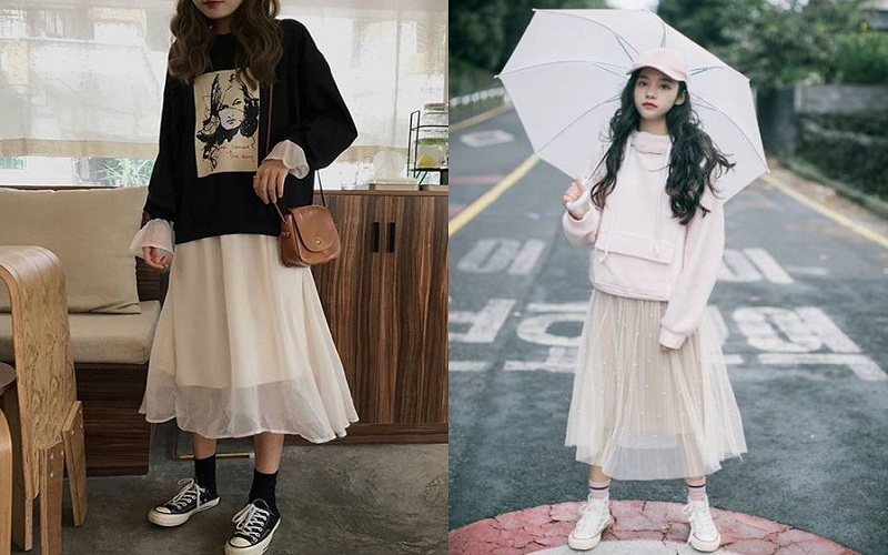Cách phối áo hoodie với chân váy từ dễ thương đến cá tính  Shopee Blog