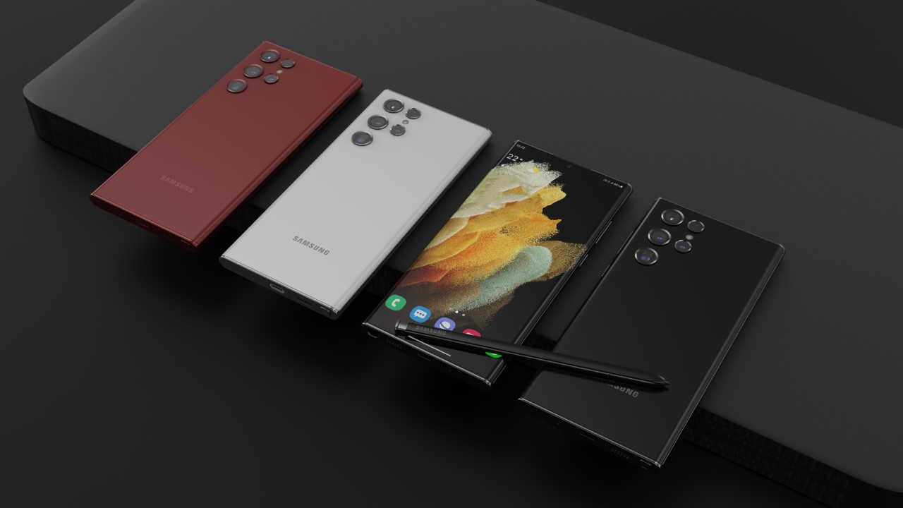 Render Galaxy S22 Ultra với bộ camera riêng lẻ, không còn cụm chữ P