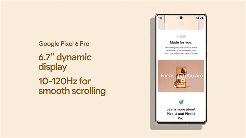 Google Pixel 6 Pro sở hữu màn hình màn hình lớn và tần số quét 120 Hz Google Pixel 6 Pro sở hữu màn hình màn hình lớn và tần số quét 120 Hz
