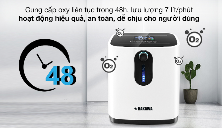 Máy tạo oxy HAKAWA của nước nào? Có tốt không? > Thiết bị cung cấp oxy liên tục trong 48h, hoạt động hiệu quả, an toàn