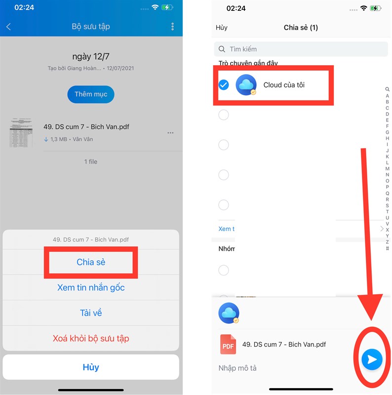 Cách lưu bộ sưu tập nhóm trên zalo
