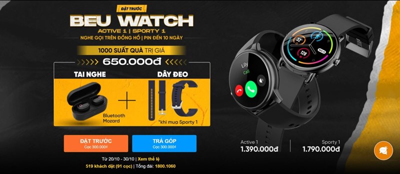 Số lượng đơn đặt BeU Sporty 1, Active 1 
