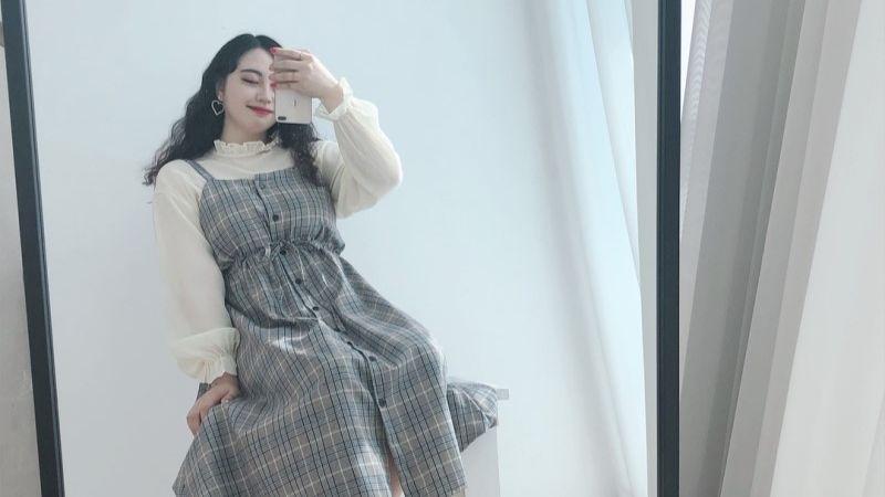 Váy yếm xẻ bên cho người béo mập - CVBEO045 | Shopee Việt Nam