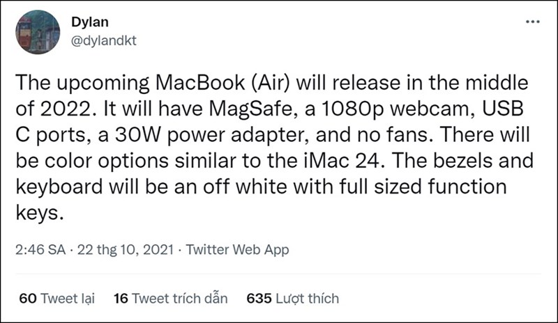 MacBook Air thế hệ tiếp theo 