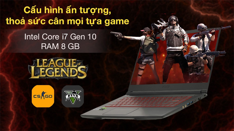 Laptop MSI Gaming GF63 Thin 10SC i7