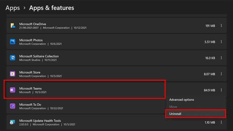 Hướng dẫn cách xóa Microsoft Team trên máy tính Windows 11