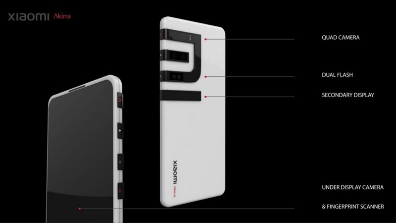 Chiêm ngưỡng mẫu thiết kế Xiaomi Akirra cực lạ mắt: Logo Mi to tướng, tích hợp 4 camera và màn hình phụ Chiêm ngưỡng mẫu thiết kế Xiaomi Akirra cực lạ mắt: Logo Mi to tướng, tích hợp 4 camera và màn hình phụ