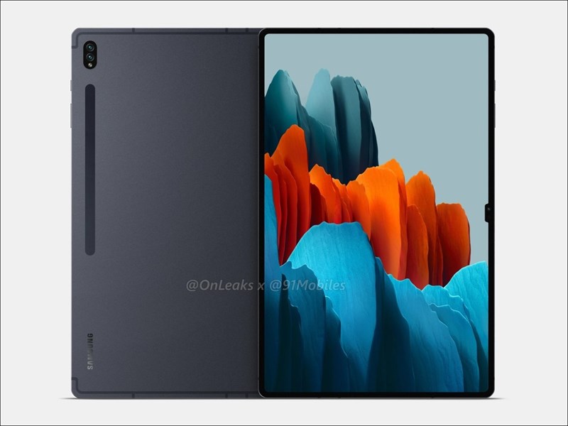Hình ảnh render Galaxy Tab S8 Ultra lộ ra một notch tai thỏ Hình ảnh render Galaxy Tab S8 Ultra lộ ra một notch tai thỏ
