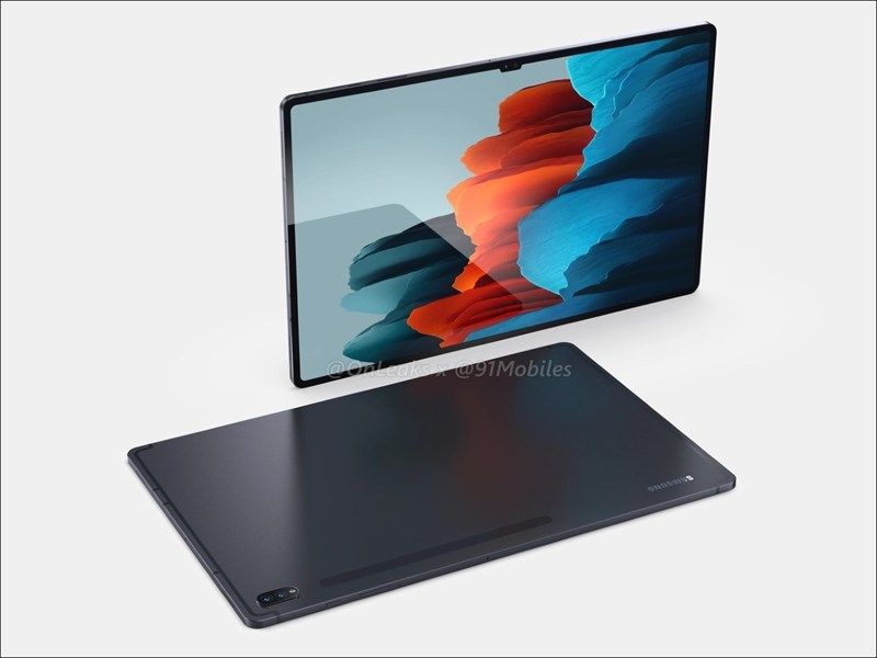 Hình ảnh render Galaxy Tab S8 Ultra lộ ra một notch tai thỏ Hình ảnh render Galaxy Tab S8 Ultra lộ ra một notch tai thỏ