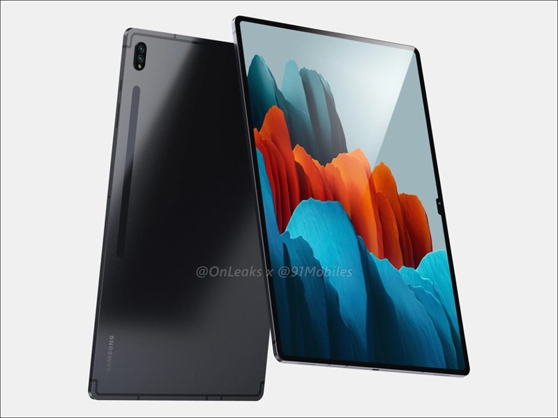 Hình ảnh render Galaxy Tab S8 Ultra lộ ra một notch tai thỏ Hình ảnh render Galaxy Tab S8 Ultra lộ ra một notch tai thỏ