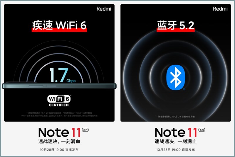 Redmi Note 11 hỗ trợ Wi-Fi 6 và Bluetooth 5.2