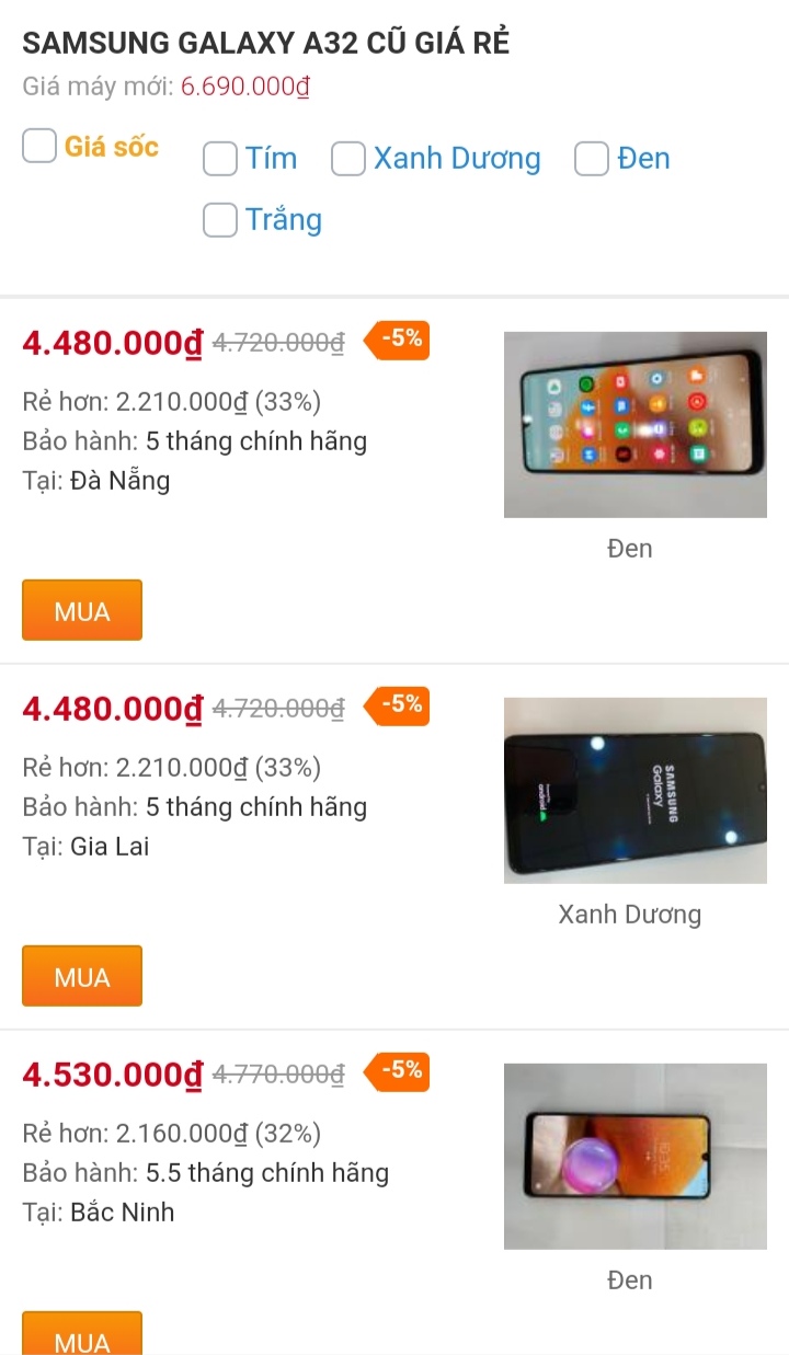 Samsung Galaxy A32 cũ giá rẻ