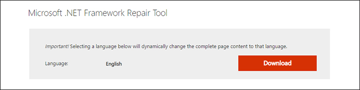 Phần mềm Microsoft .NET Framework Repair Tool.