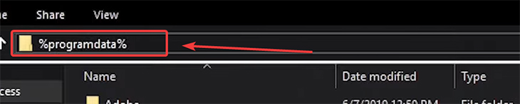 Bạn hãy nhập dòng %programdata% trên thanh tìm kiếm.